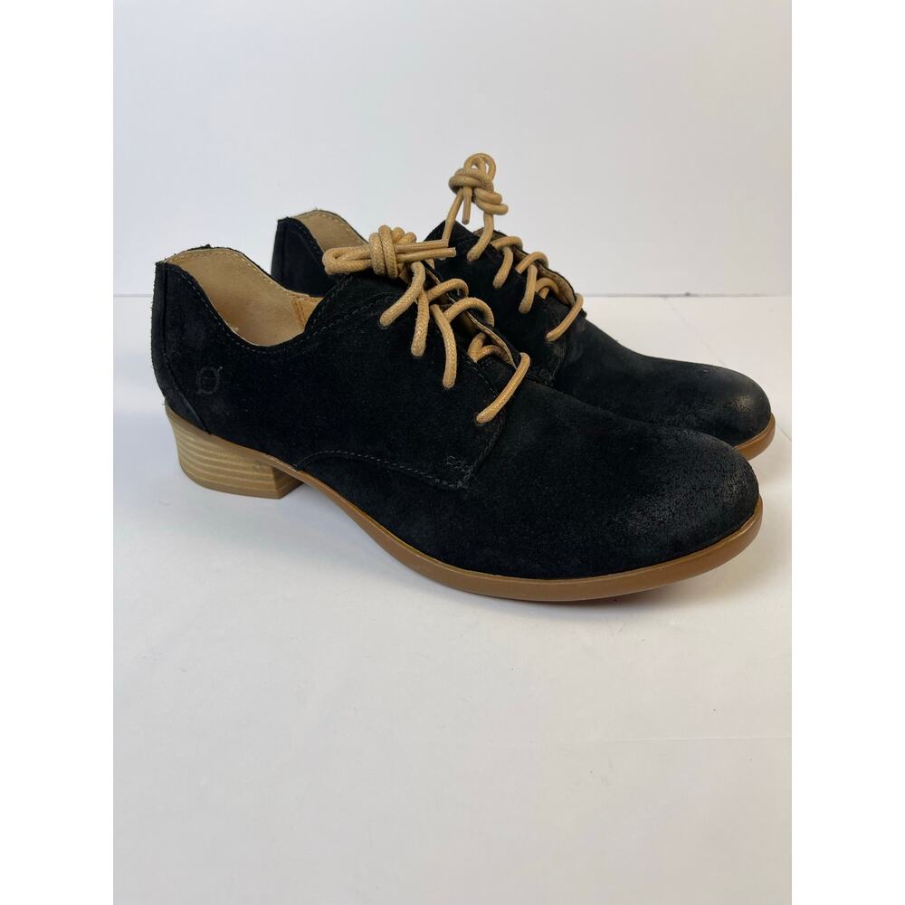 Børn Mott women’s Black Suede Lace Up Oxfords size 8.5|40 W/Box Dark Academia - Picture 2 of 13